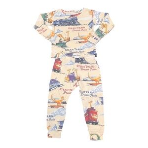 💥3/$20 2T Steam Train Dream Train Pajama Set, Long Sleeve Pants Unisex Boy Girl